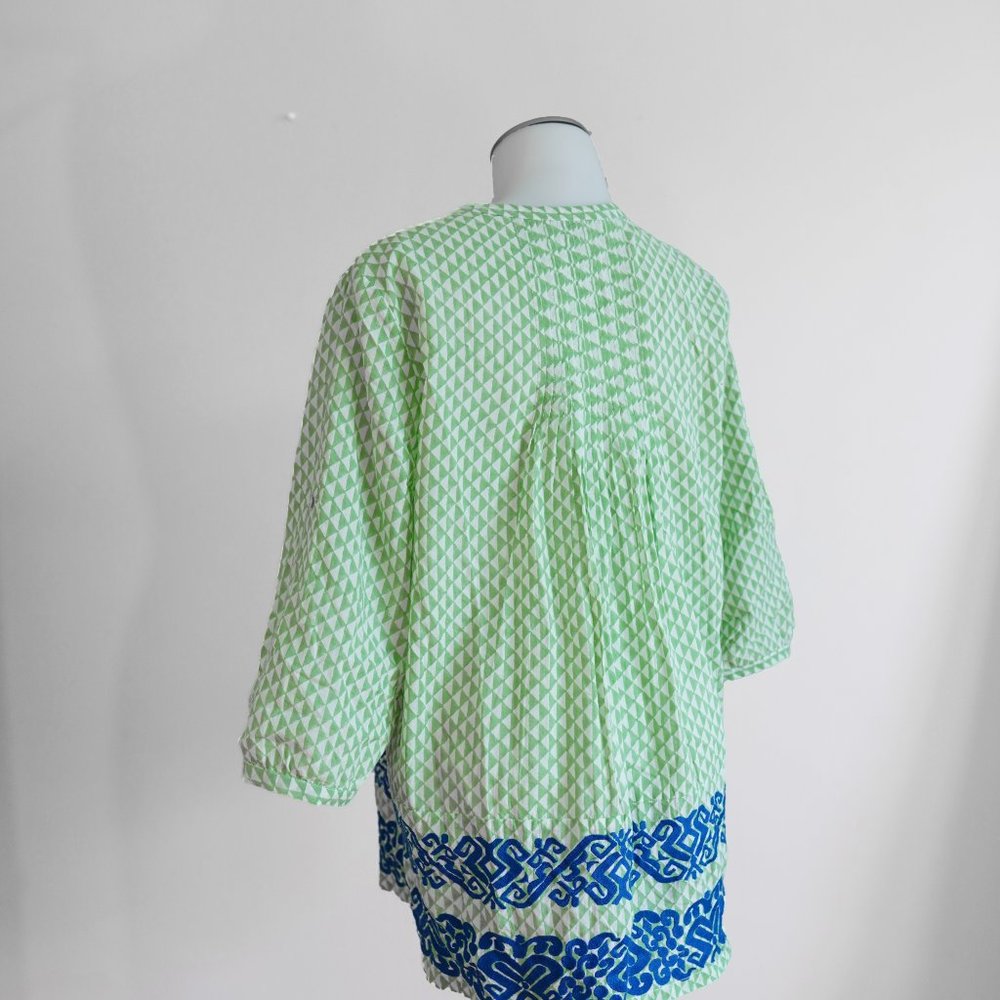 Roberta Roller Rabbit Green Tunic Blue Embroidered - image 3